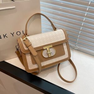 Dual Color Handbag Cum Sling – Tan & White