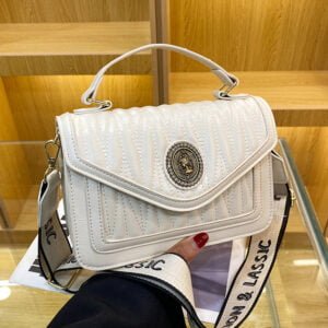 Quilted designer wide-strap crossbody