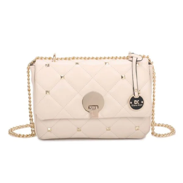 Studded Quilted Chain Sling Bag