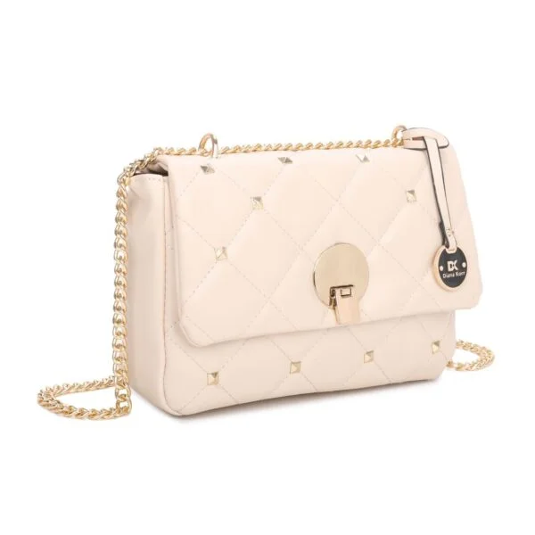 Studded Quilted Chain Sling Bag